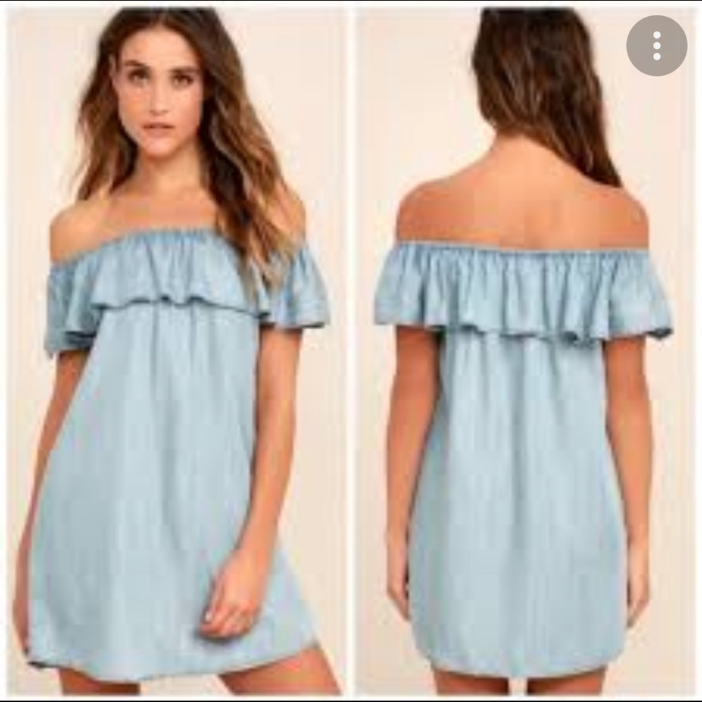 Lulu’s off the shoulder chambray denim dress